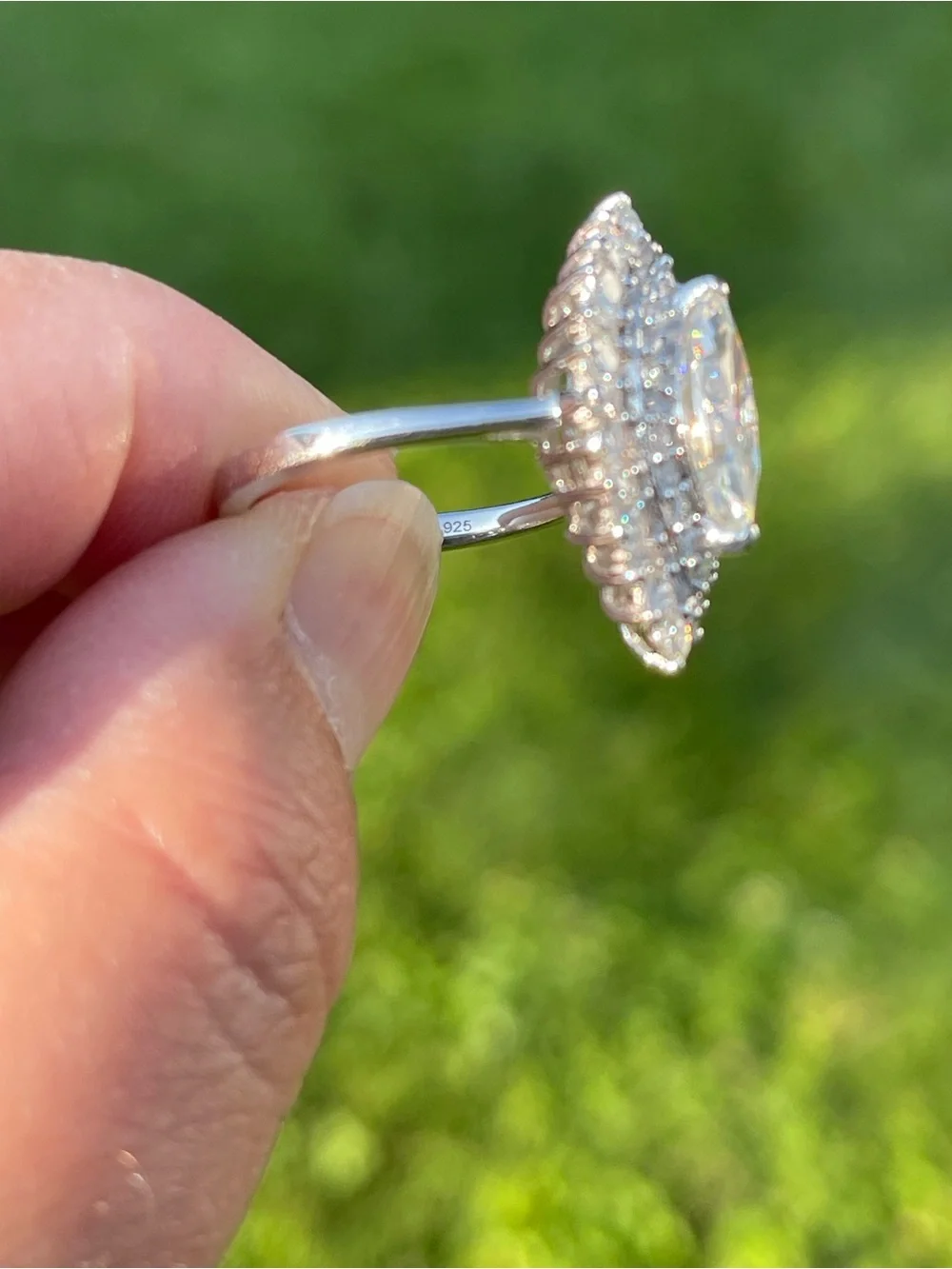 Marquise Moissanite Double Halo Ring